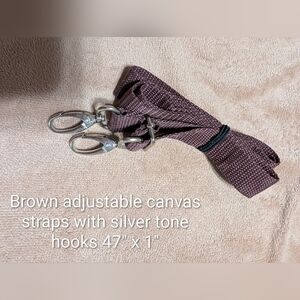 Chocolate Brown Adjustable Canvas Straps with Silver Tone Slide & Hooks